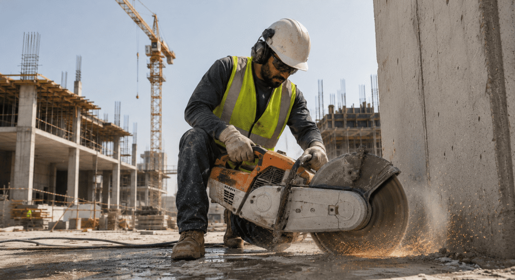قص خرسانه بالرياض بالمنشار الماسي لتعديل الصبات الإنشائية